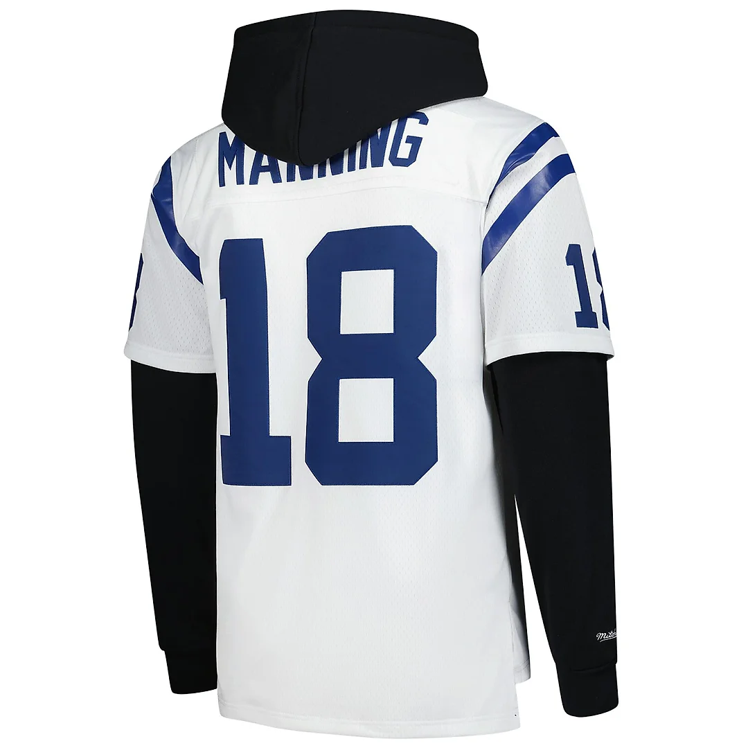 Zennovawear Peyton Manning Indianapolis Colts Player Name & Number Hoodie Legacy Jersey - White