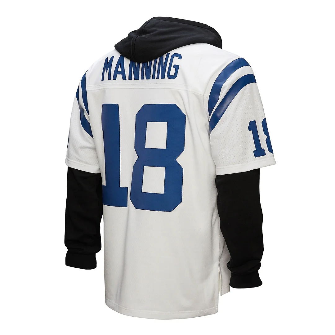 Zennovawear Peyton Manning Indianapolis Colts Player Name & Number Hoodie Legacy Jersey - White