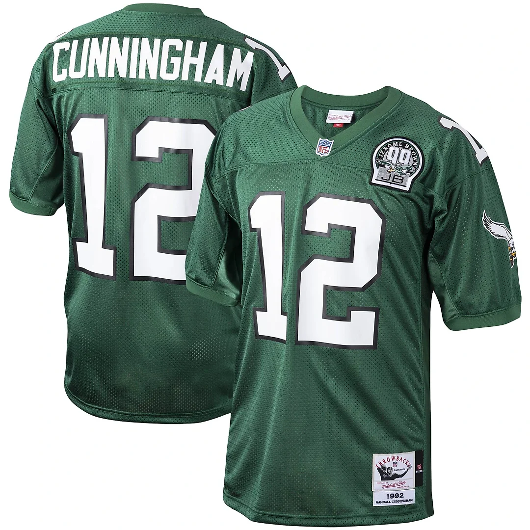 Zennovawear Randall Cunningham Philadelphia Eagles 1992 Authentic Throwback Retired Player Jersey - Green