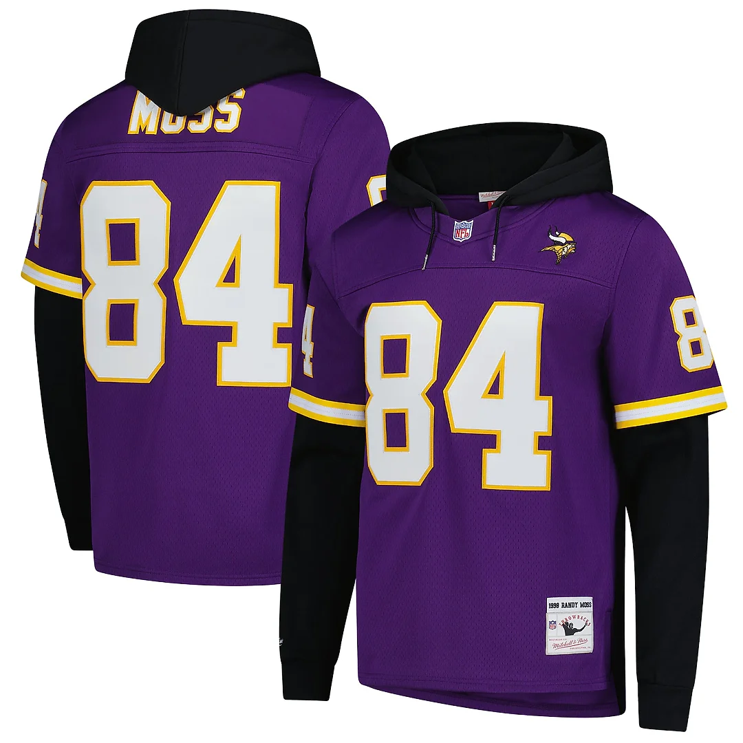 Zennovawear Randy Moss Minnesota Vikings Player Name & Number Hoodie Legacy Jersey - Purple
