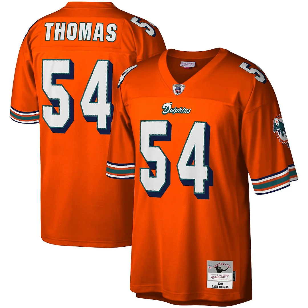 Zennovawear Zach Thomas Miami Dolphins Legacy Replica Jersey - Orange