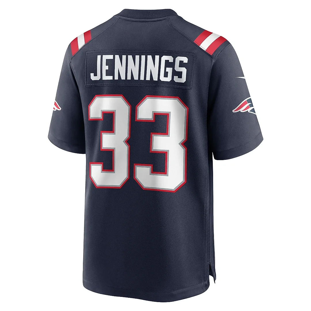 Zennovawear Men's New England Patriots Anfernee Jennings Navy Team Game Jersey
