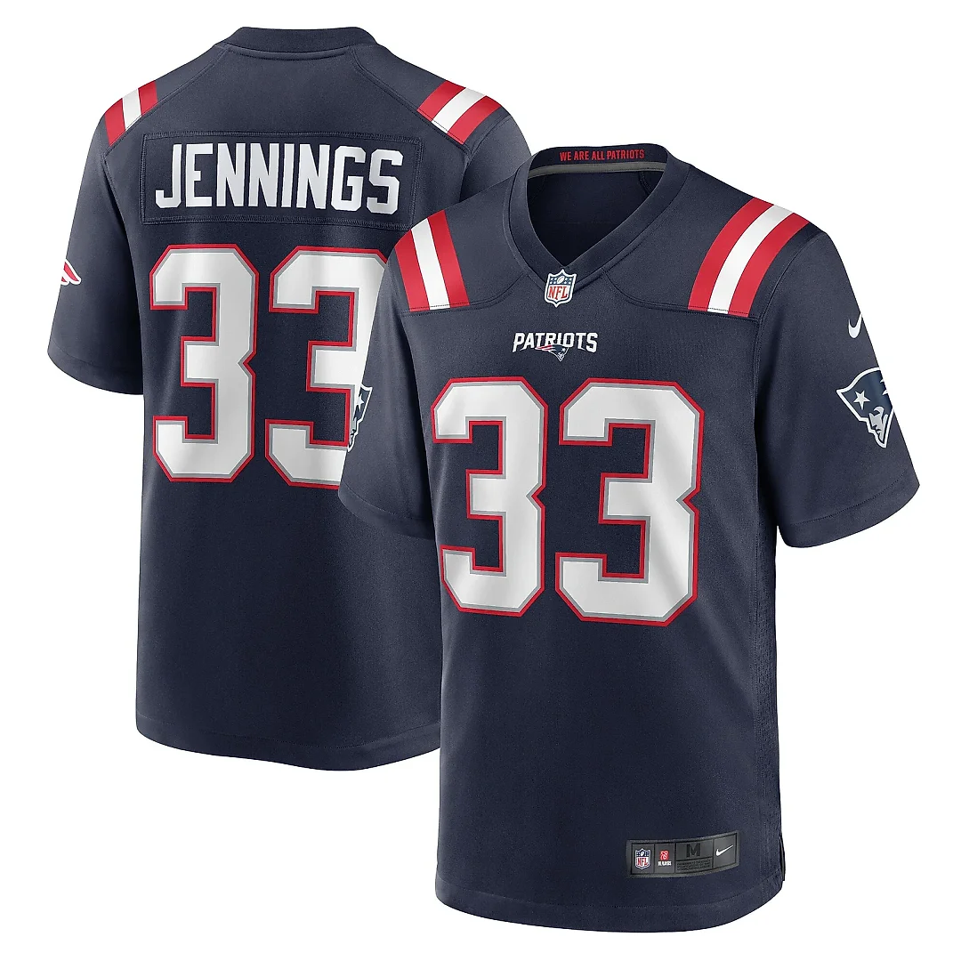 Zennovawear Men's New England Patriots Anfernee Jennings Navy Team Game Jersey