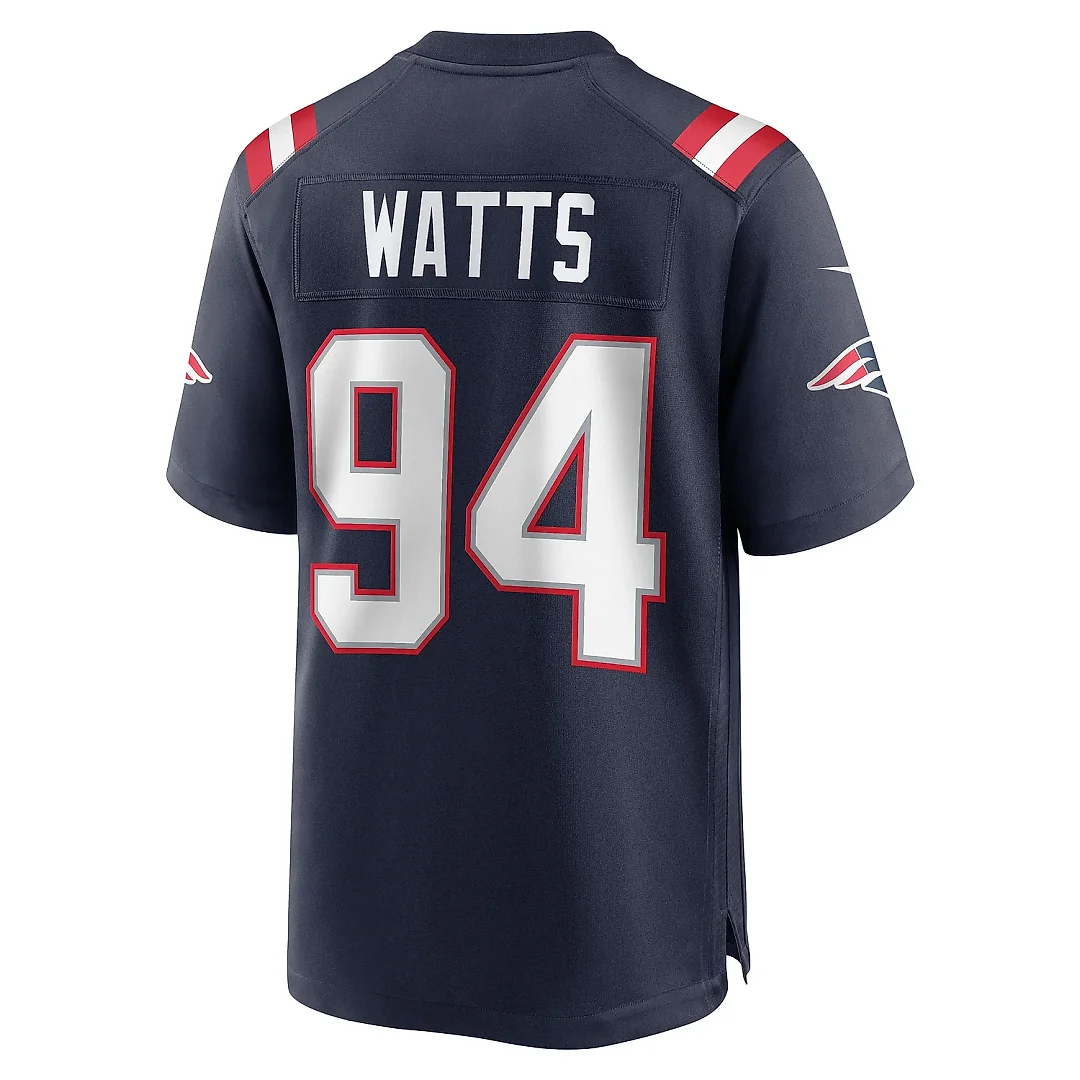 Zennovawear Men's New England Patriots Armon Watts Navy Game Jersey