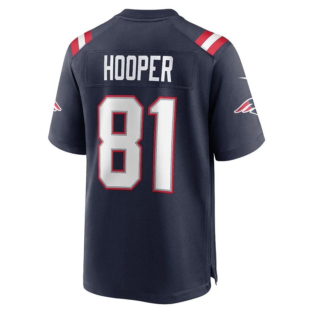 Zennovawear Men's New England Patriots Austin Hooper Navy Game Jersey