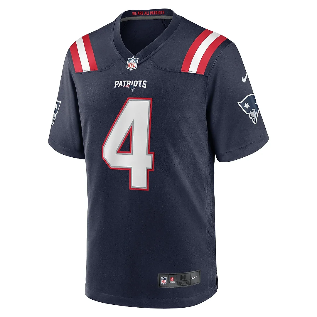 Zennovawear Men's New England Patriots Bailey Zappe Navy Game Player Jersey