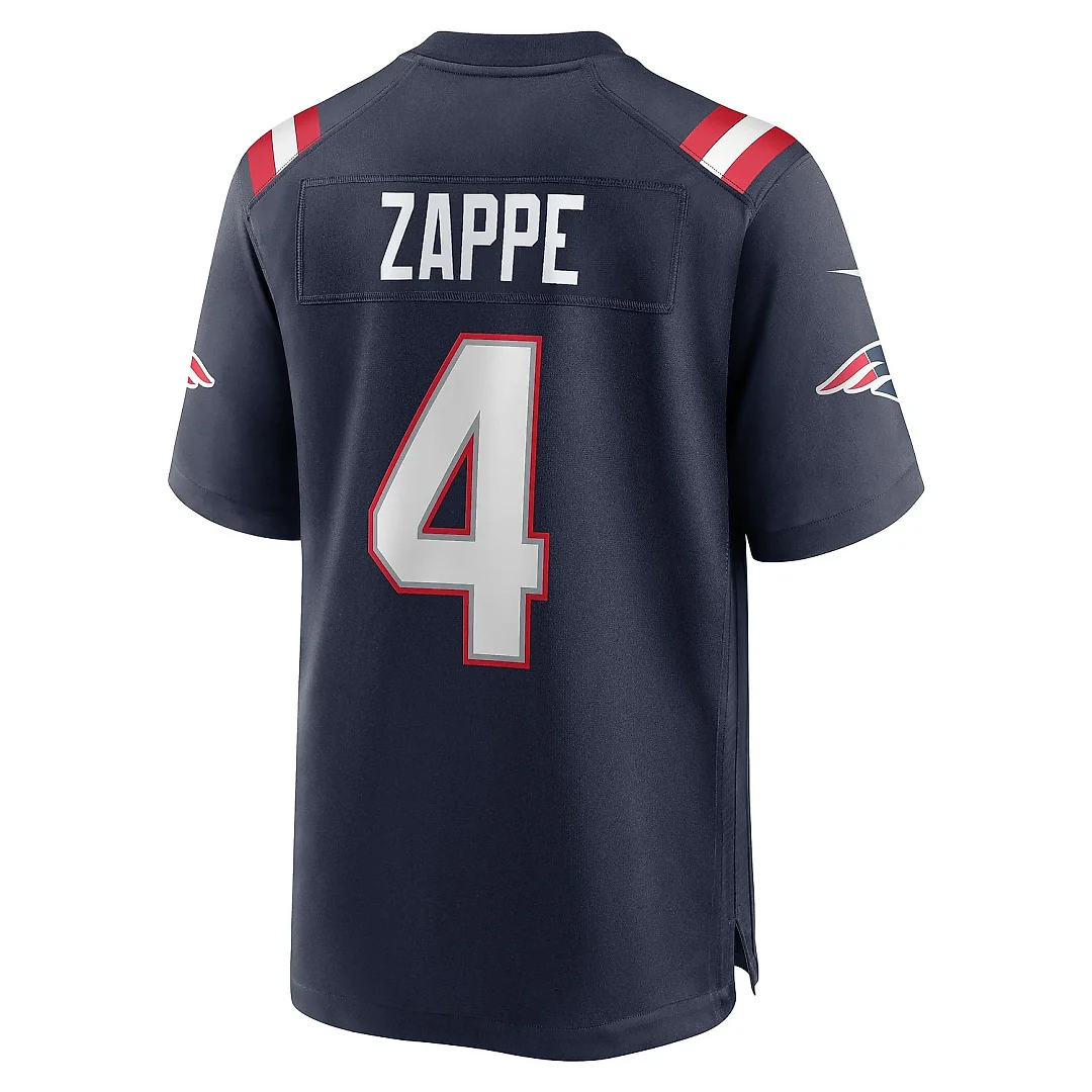 Zennovawear Men's New England Patriots Bailey Zappe Navy Game Player Jersey