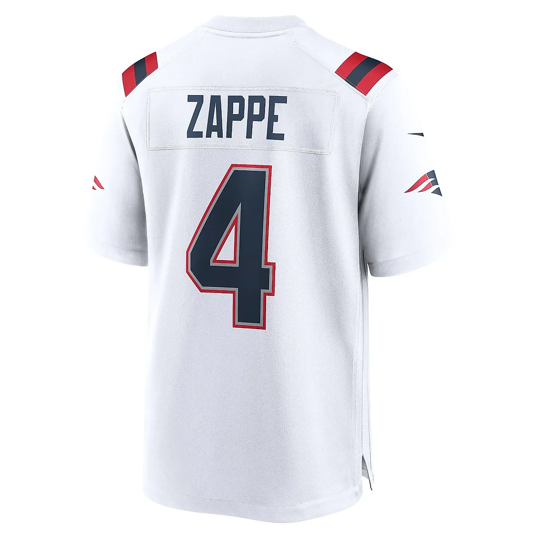Zennovawear Men's New England Patriots Bailey Zappe White Game Player Jersey