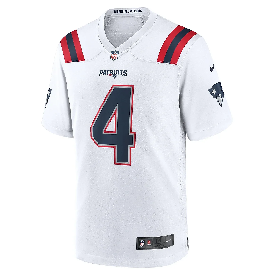 Zennovawear Men's New England Patriots Bailey Zappe White Game Player Jersey
