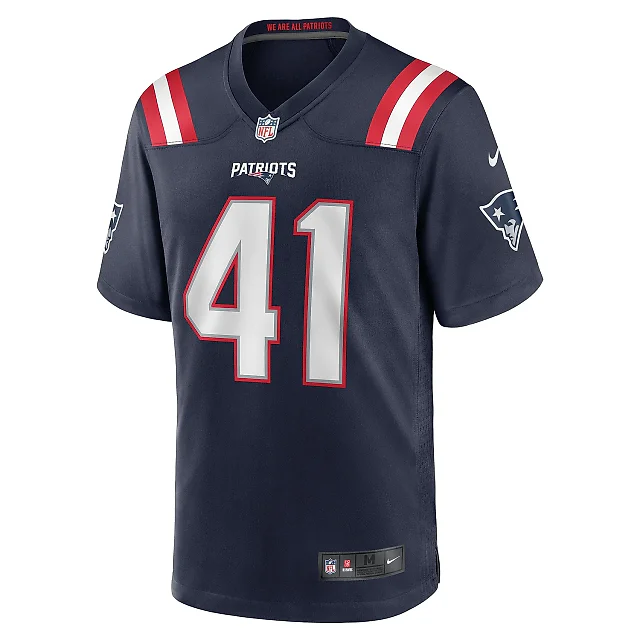Zennovawear Men's New England Patriots Brenden Schooler Navy Game Player Jersey