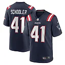 Zennovawear Men's New England Patriots Brenden Schooler Navy Game Player Jersey