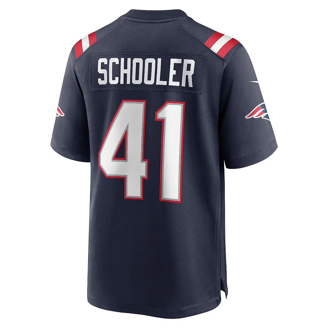 Zennovawear Men's New England Patriots Brenden Schooler Navy Game Player Jersey