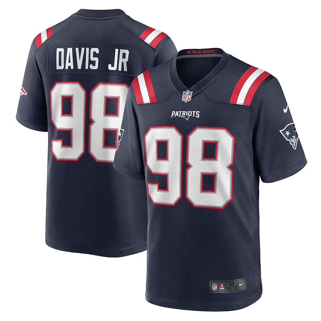 Zennovawear Men's New England Patriots Carl Davis Jr. Navy Game Player Jersey