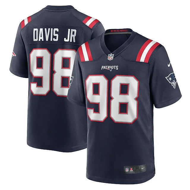 Zennovawear Men's New England Patriots Carl Davis Jr. Navy Game Player Jersey