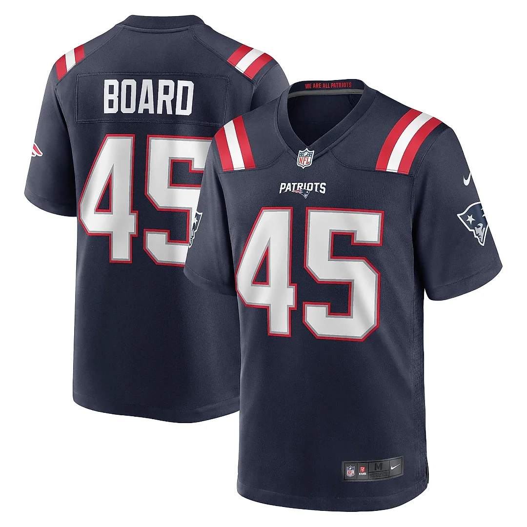Zennovawear Men's New England Patriots Chris Board Navy Game Player Jersey