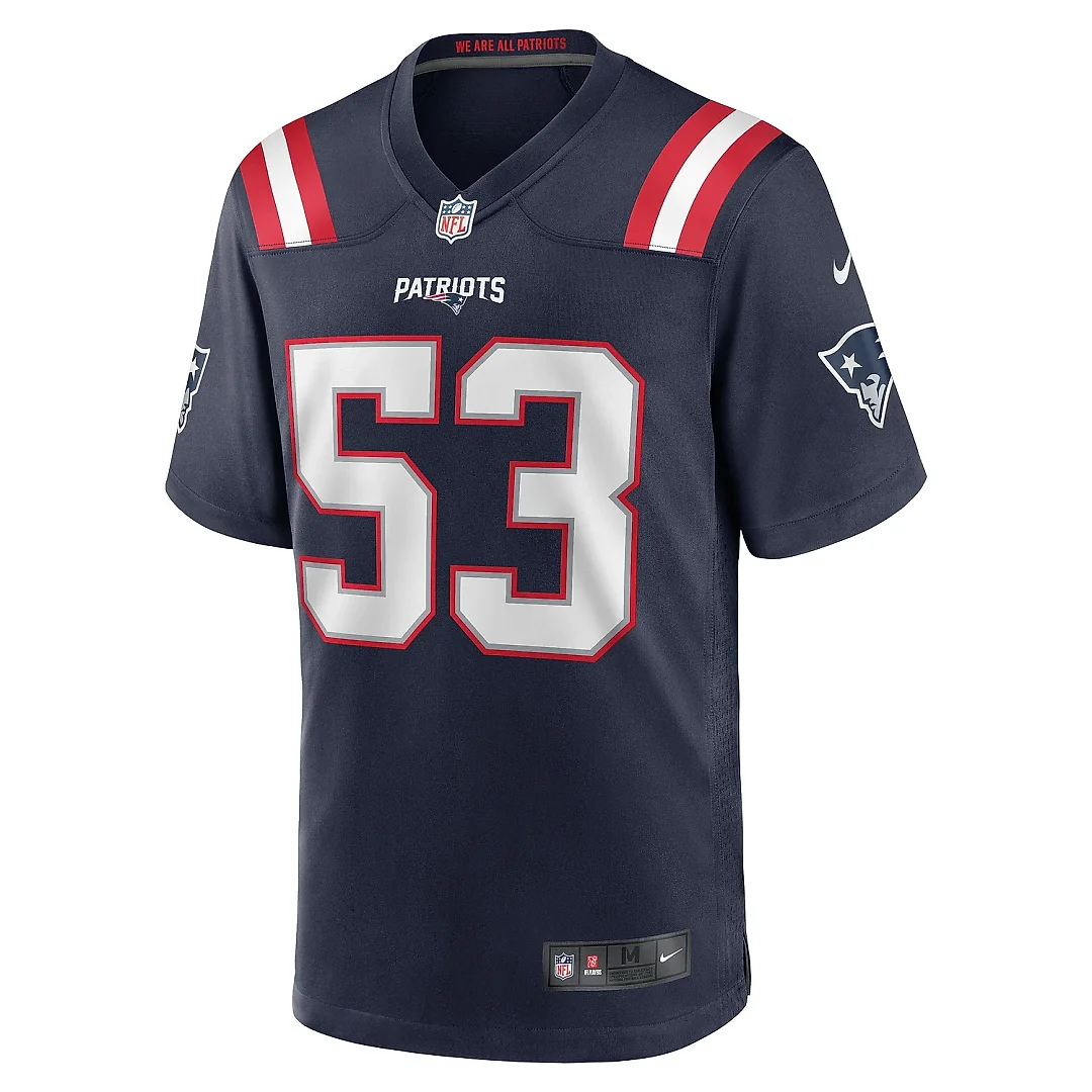 Zennovawear Men's New England Patriots Christian Elliss Navy Game Jersey