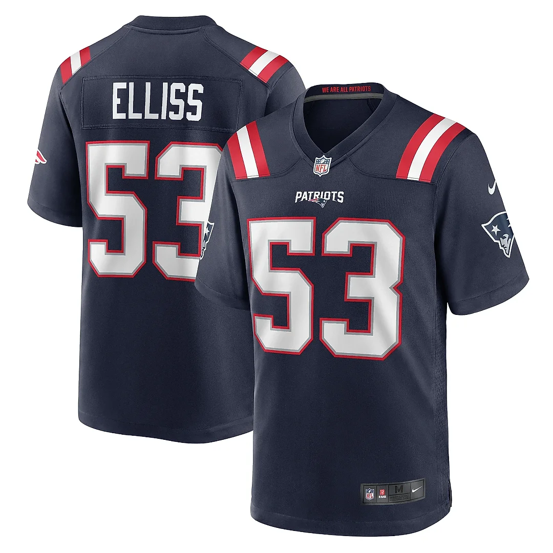 Zennovawear Men's New England Patriots Christian Elliss Navy Game Jersey