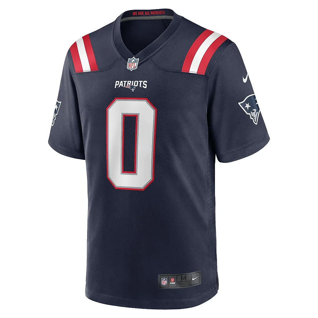 Zennovawear Men's New England Patriots Christian Gonzalez Navy Team Game Jersey