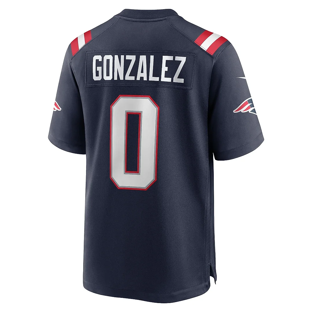Zennovawear Men's New England Patriots Christian Gonzalez Navy Team Game Jersey