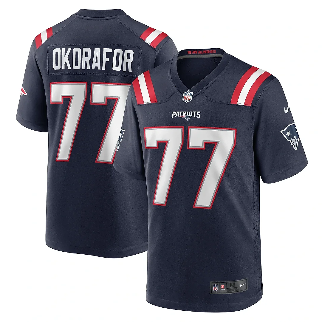 Zennovawear Men's New England Patriots Chukwuma Okorafor Navy Game Jersey