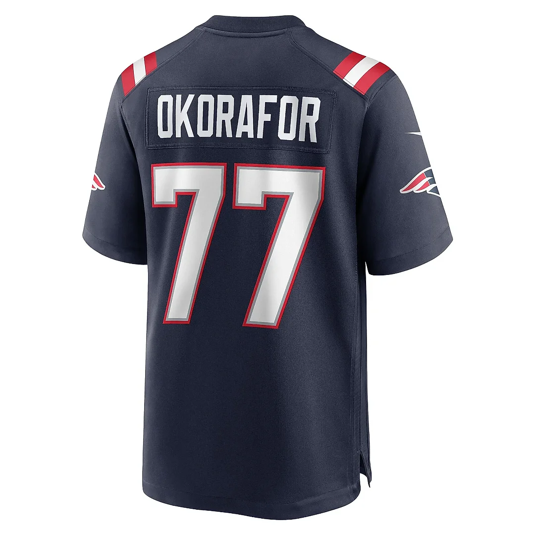 Zennovawear Men's New England Patriots Chukwuma Okorafor Navy Game Jersey