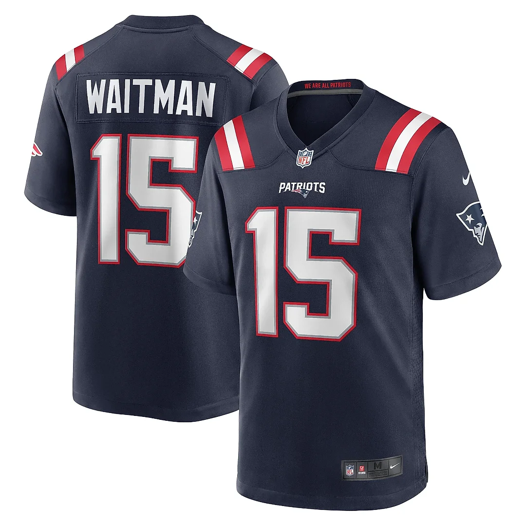 Zennovawear Men's New England Patriots Corliss Waitman Navy Game Jersey