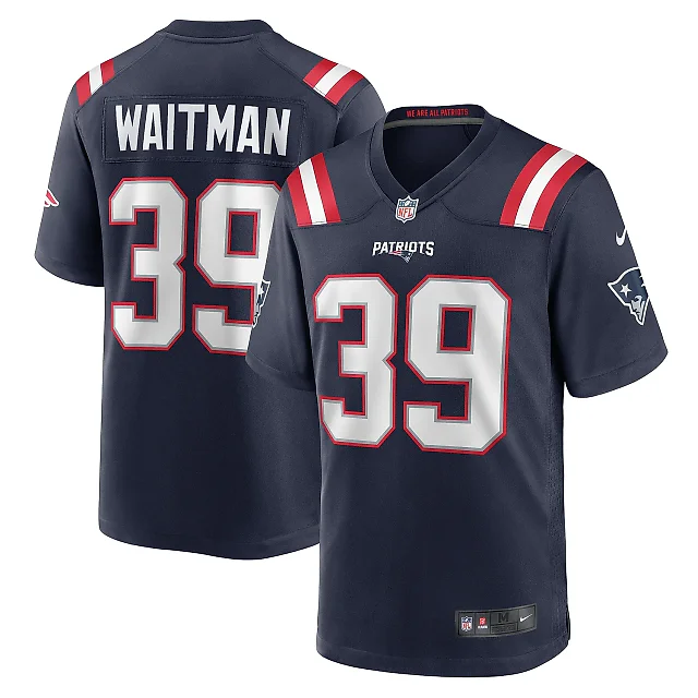 Zennovawear Men's New England Patriots Corliss Waitman Navy Team Game Jersey