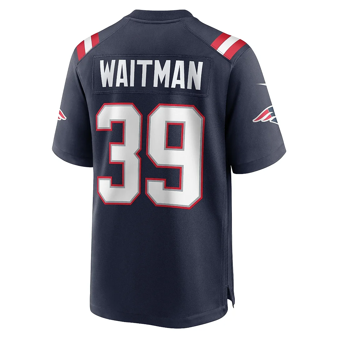 Zennovawear Men's New England Patriots Corliss Waitman Navy Team Game Jersey