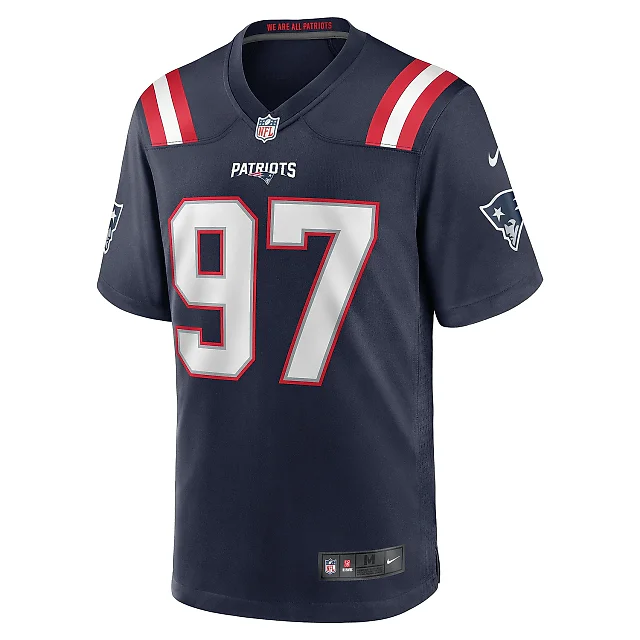 Zennovawear Men's New England Patriots DaMarcus Mitchell Navy Game Player Jersey