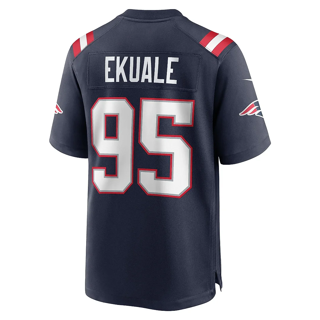 Zennovawear Men's New England Patriots Daniel Ekuale Navy Game Player Jersey