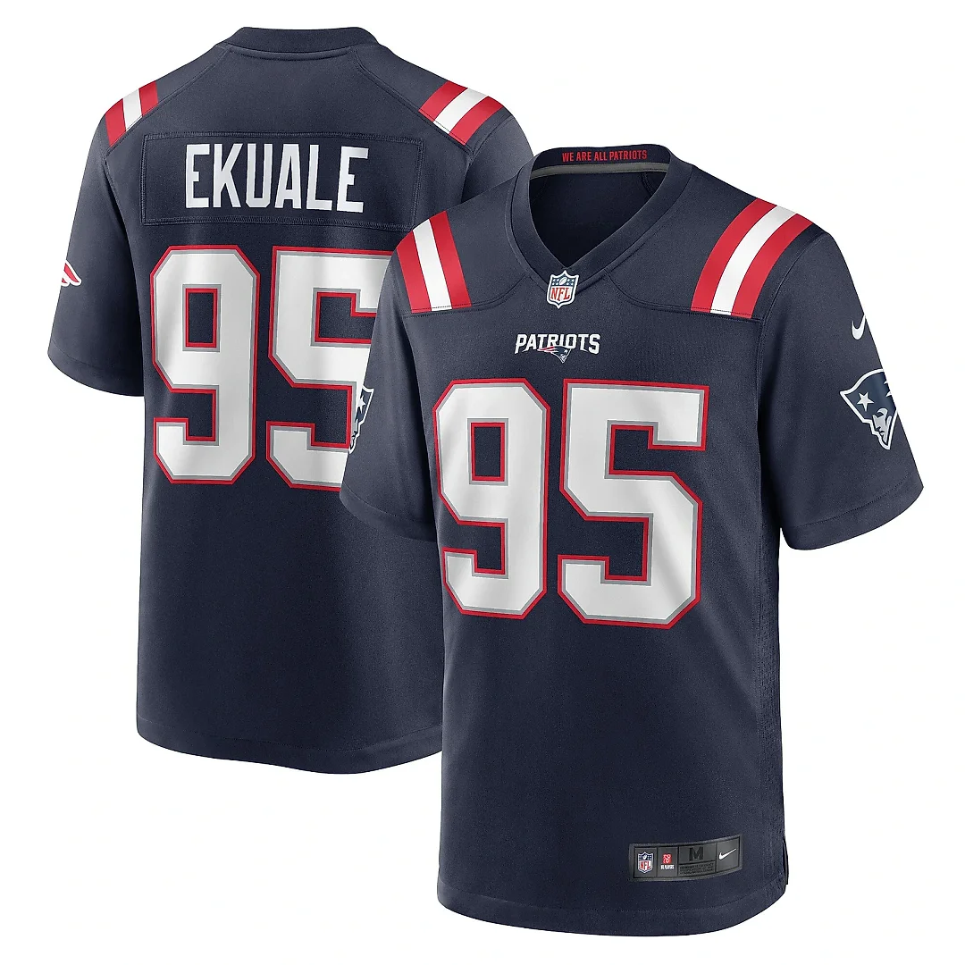 Zennovawear Men's New England Patriots Daniel Ekuale Navy Game Player Jersey