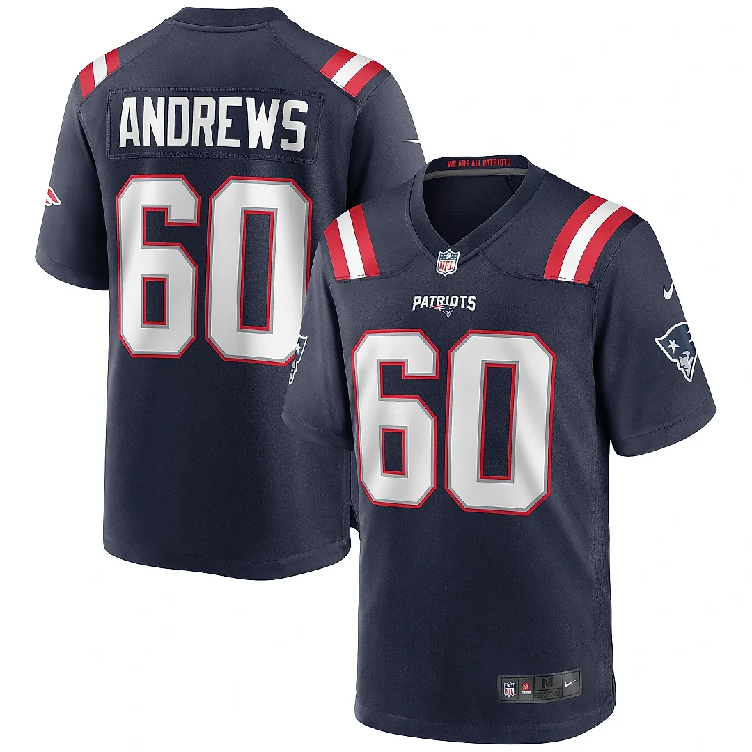 Zennovawear Men's New England Patriots David Andrews Navy Game Jersey