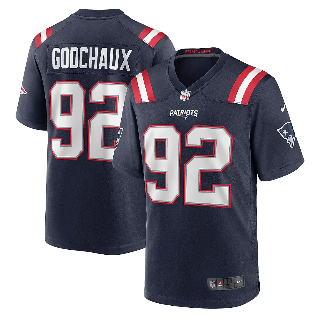 Zennovawear Men's New England Patriots Davon Godchaux Navy Game Jersey