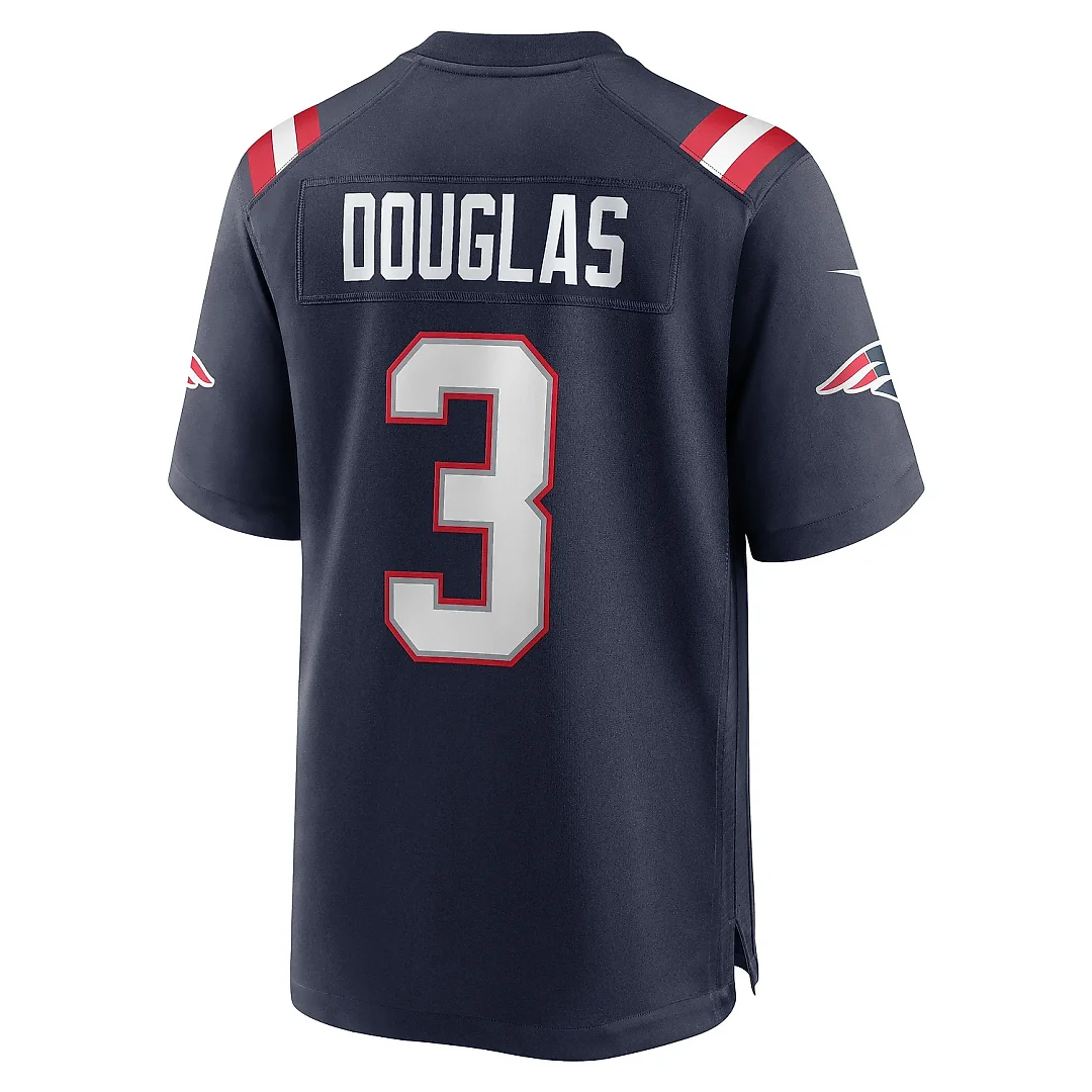 Zennovawear Men's New England Patriots Demario Douglas Navy Game Jersey
