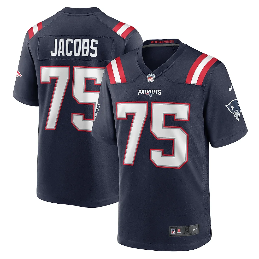 Zennovawear Men's New England Patriots Demontrey Jacobs Navy Game Jersey