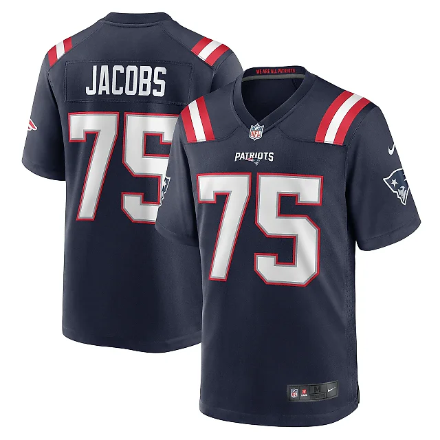 Zennovawear Men's New England Patriots Demontrey Jacobs Navy Game Jersey