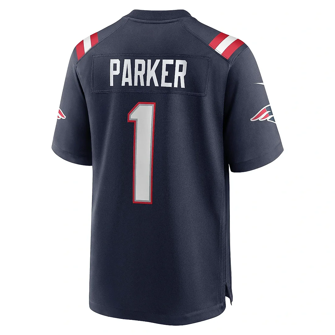 Zennovawear Men's New England Patriots DeVante Parker Navy Game Jersey