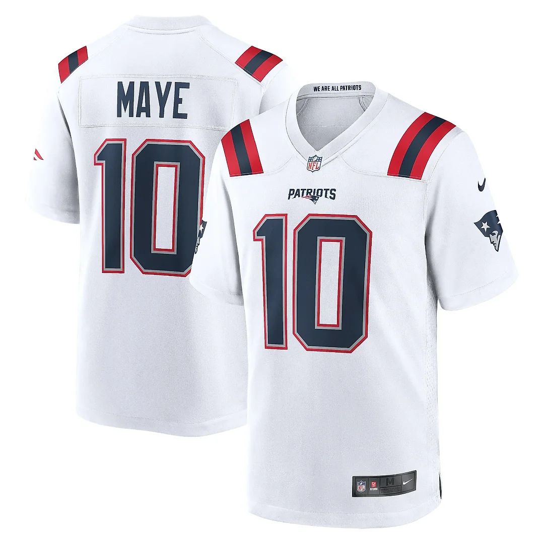 Zennovawear Men's New England Patriots Drake Maye White Player Game Jersey