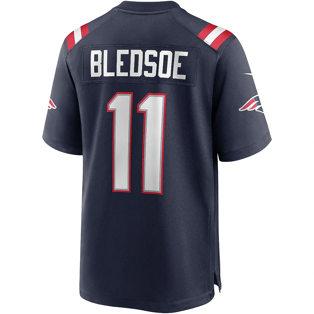 Zennovawear Men's New England Patriots Drew Bledsoe Navy Game Retired Player Jersey
