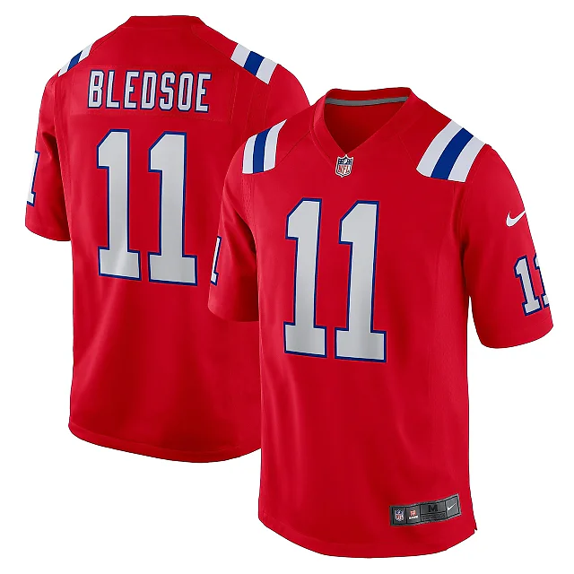 Zennovawear Men's New England Patriots Drew Bledsoe Red Retired Player Alternate Game Jersey