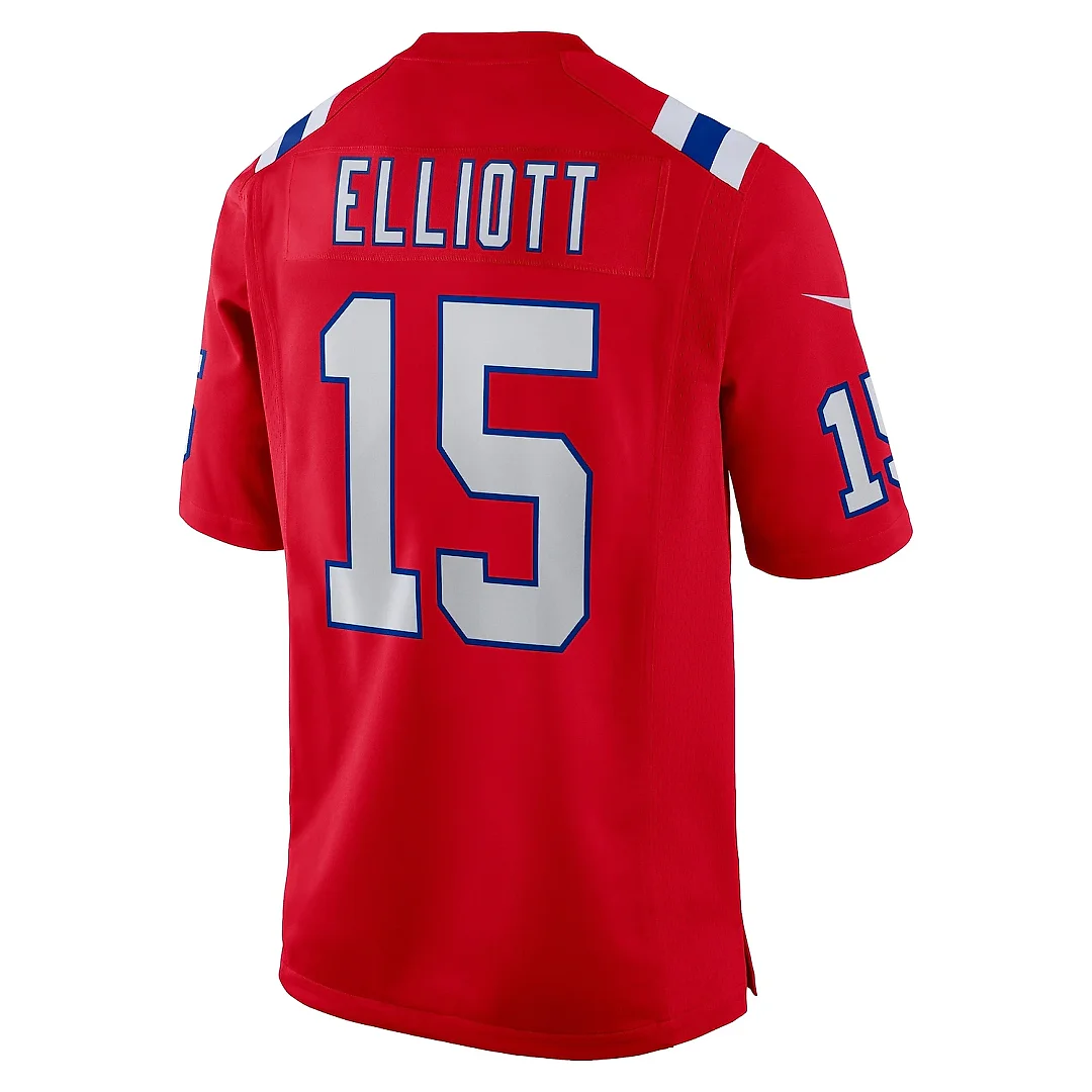 Zennovawear Men's New England Patriots Ezekiel Elliott Red Alternate Game Player Jersey