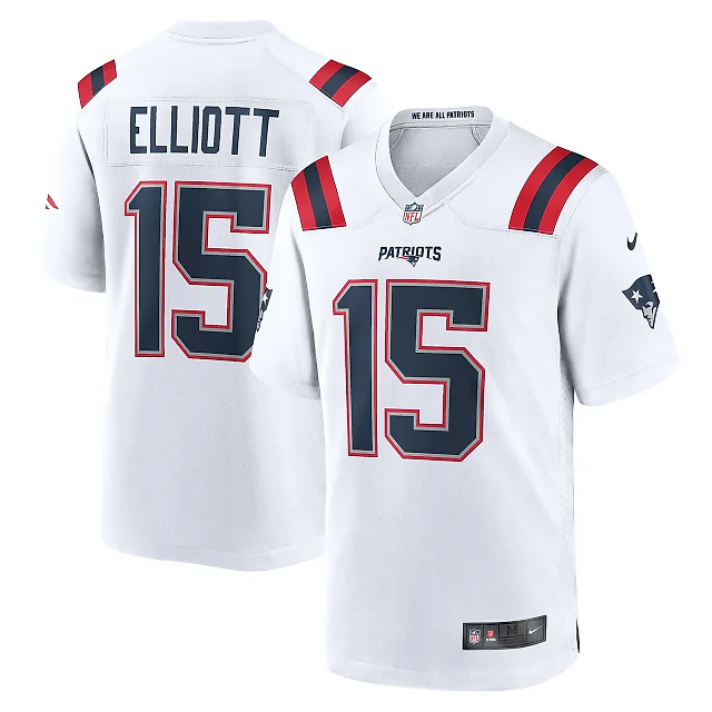 Zennovawear Men's New England Patriots Ezekiel Elliott White Game Player Jersey