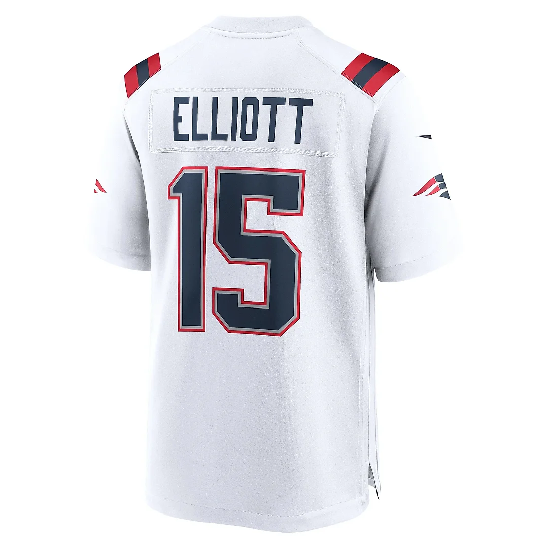 Zennovawear Men's New England Patriots Ezekiel Elliott White Game Player Jersey