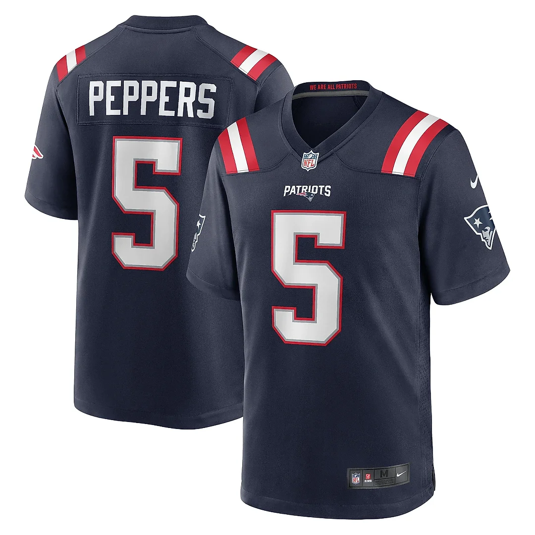 Zennovawear Men's New England Patriots Jabrill Peppers Navy Game Player Jersey