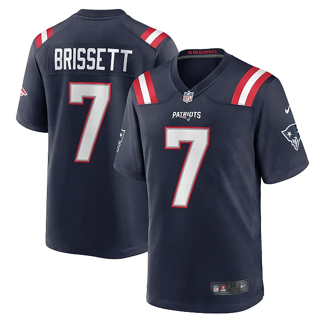 Zennovawear Men's New England Patriots Jacoby Brissett Navy Game Jersey