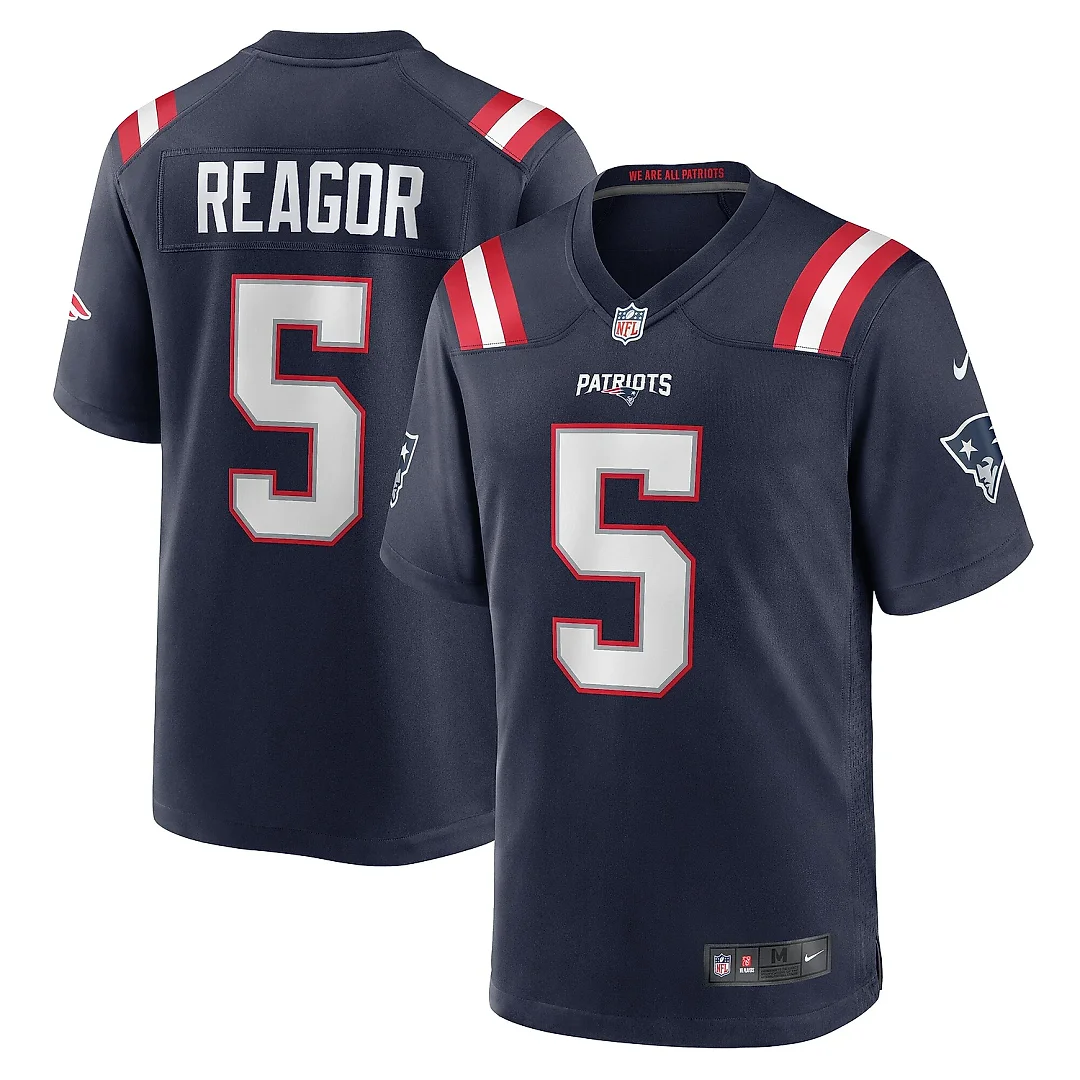 Zennovawear Men's New England Patriots Jalen Reagor Navy Team Game Jersey