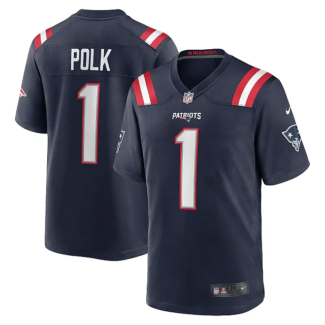Zennovawear Men's New England Patriots Ja'Lynn Polk Navy Team Game Jersey