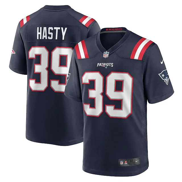 Zennovawear Men's New England Patriots Jamycal Hasty Navy Team Game Jersey