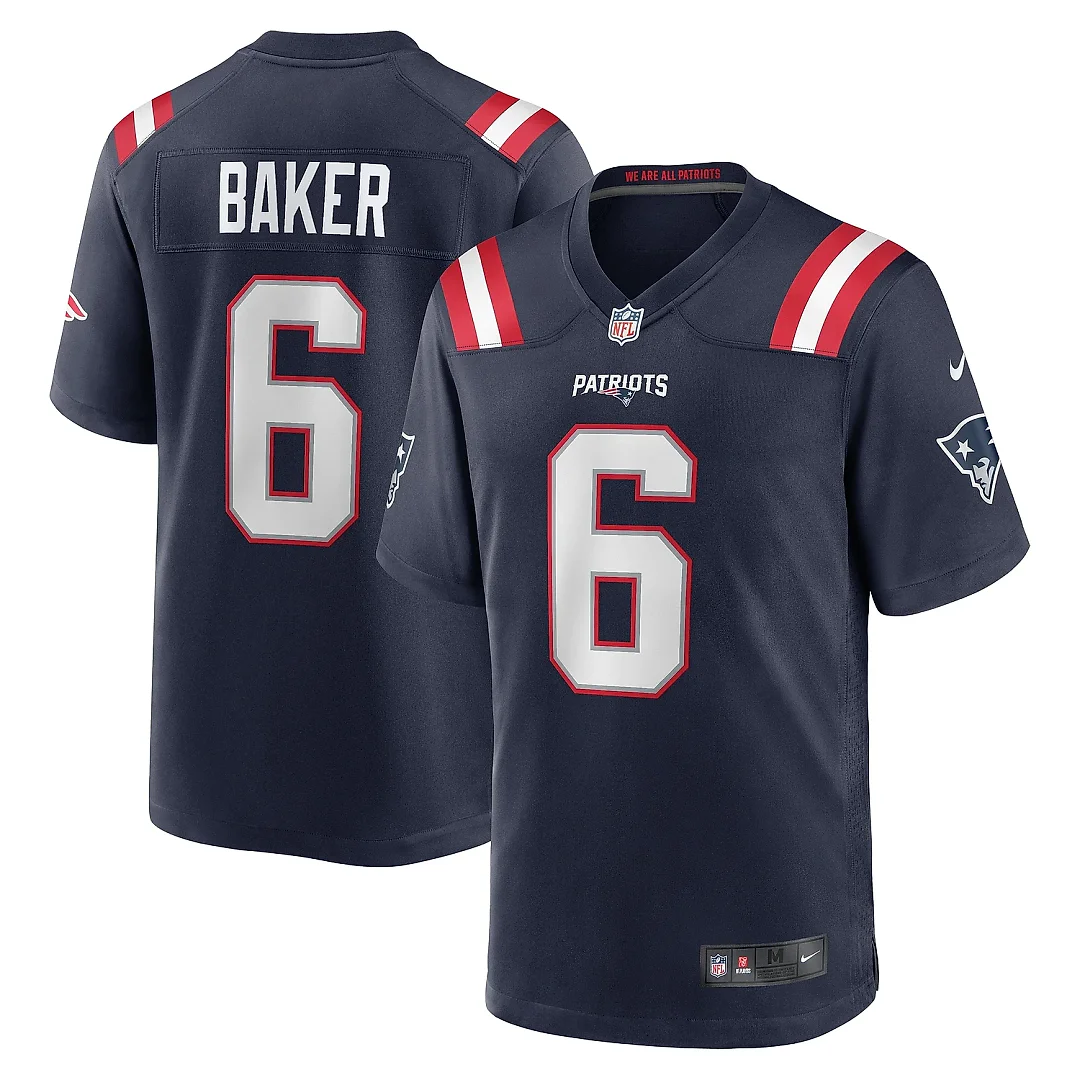Zennovawear Men's New England Patriots Javon Baker Navy Team Game Jersey