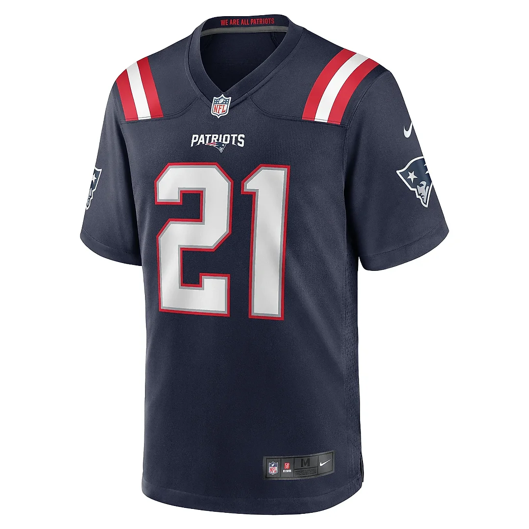Zennovawear Men's New England Patriots Jaylinn Hawkins Navy Game Jersey